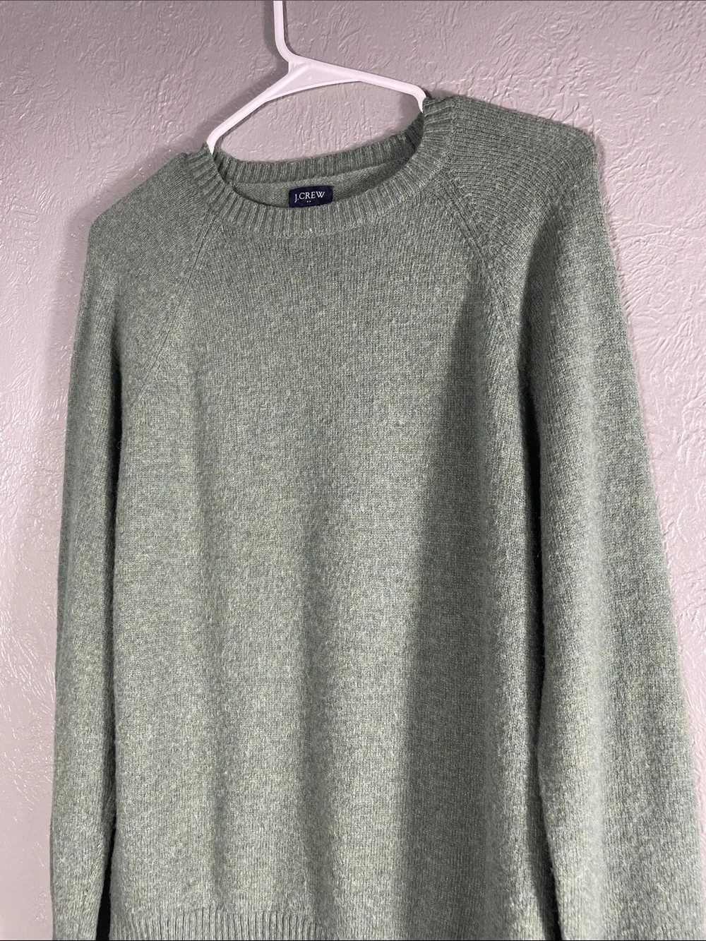 J Crew Sweater Mens M Sage Green Lambswool Blend Crewneck Pullover Knit